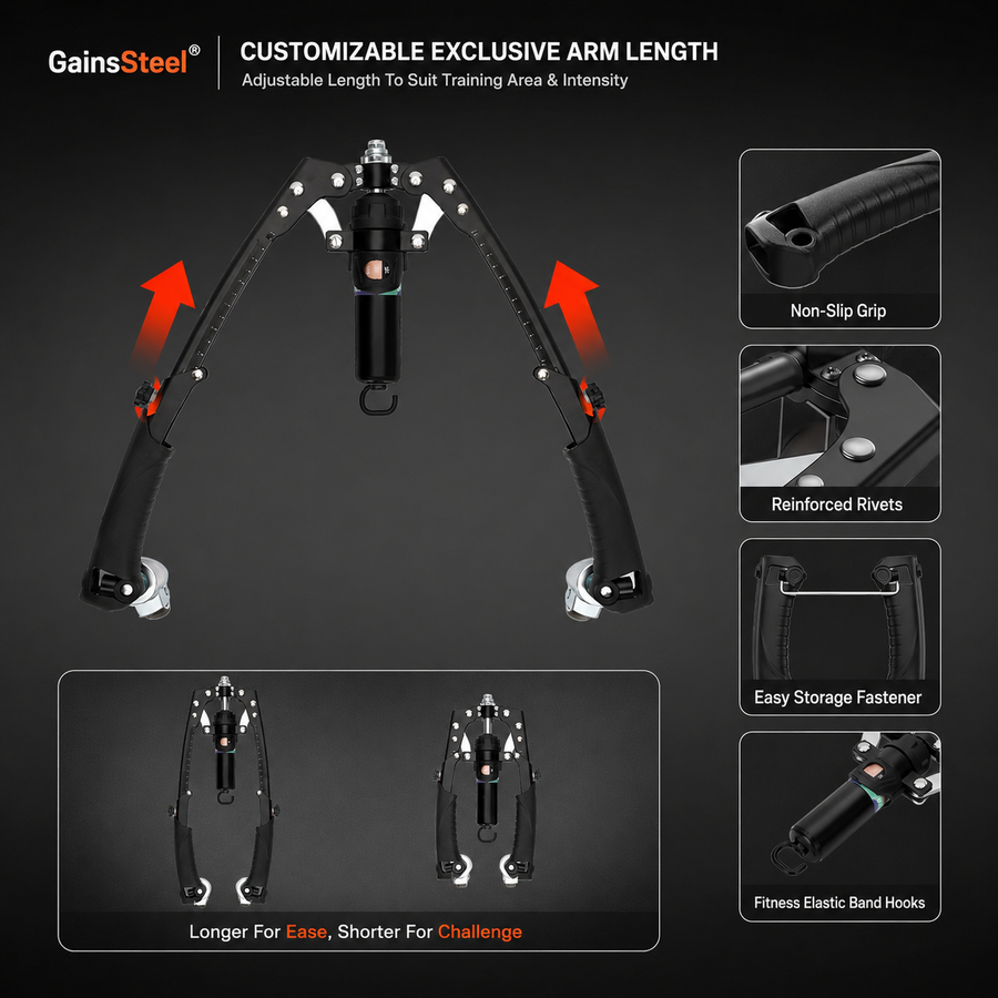 GainsSteel Trainer resistance adjustment – 15 levels from 22 to 440 lbs