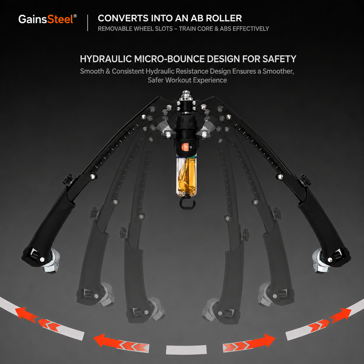 GainsSteel double-sealed hydraulic cylinder – zero snap-back safety design