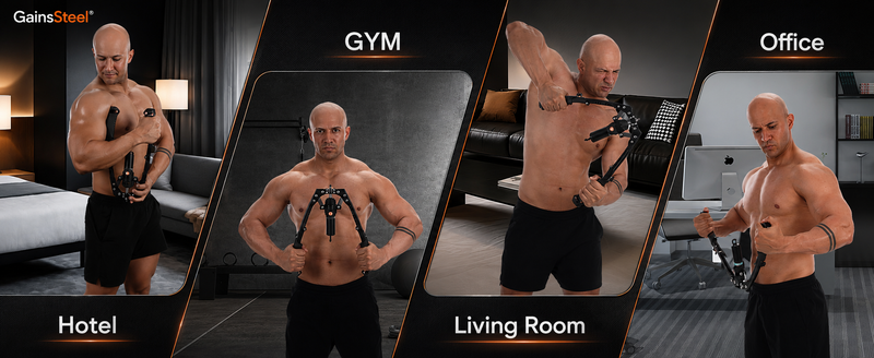 GainsSteel trainer in a living room at 6:14 AM